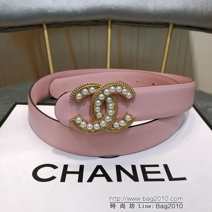CHANEL香奈兒 18新款 CC珍珠水鑽扣 精品光滑優雅皮帶 上身效果巨好 奢華經典 小紅書火爆款   xfp1042